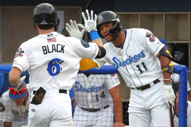 Biloxi Shuckers' Tyler Black and Jackson Chourio on game night
