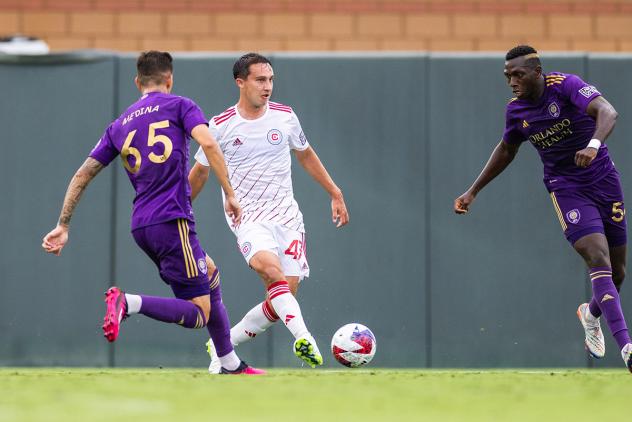 Chicago Fire FC II's Billy Hency versus Orlando City B's Cristian Medina
