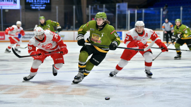 Defenseman Avery Winslow with the North Bay Battalion