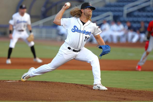 Biloxi Shuckers' Robbie Baker on the mound