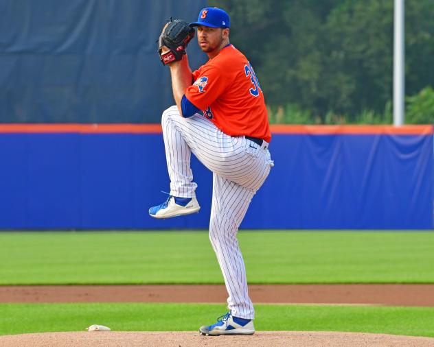 Syracuse Mets' Tylor Megill on the mound