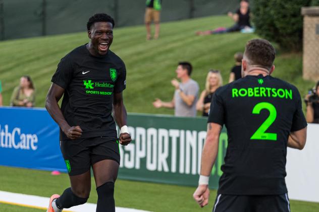 Lexington SC celebrates following a goal