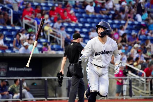Pensacola Blue Wahoos' Jonathan Bermudez at bat