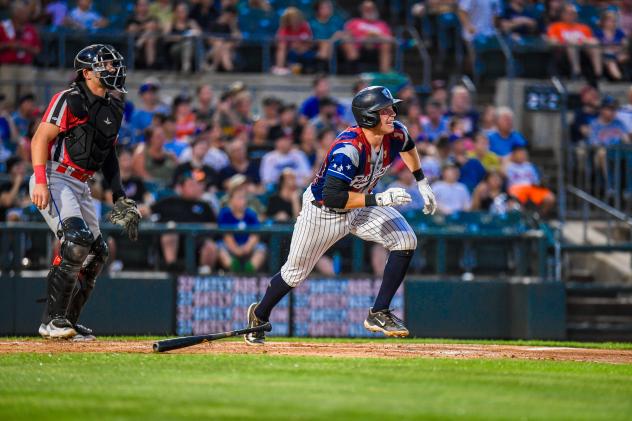 Somerset Patriots' Ben Rice in action