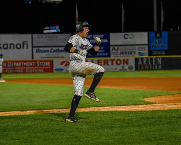 Somerset Patriots' Ben Rice celebrates win