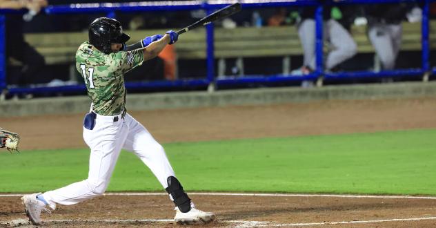 Biloxi Shuckers' Jackson Chourio at bat