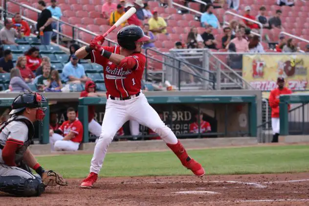 Fargo-Moorhead RedHawks' Alec Olund at bat