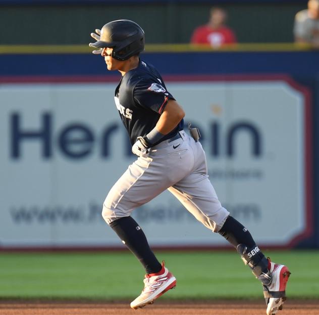 Somerset Patriots' Anthony Seigler in action