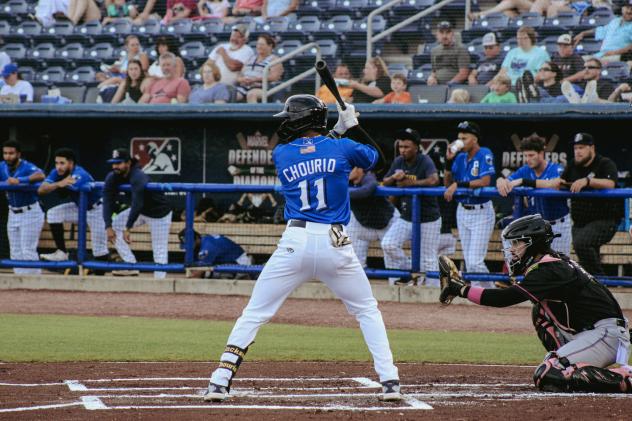 Biloxi Shuckers' Jackson Chourio at bat