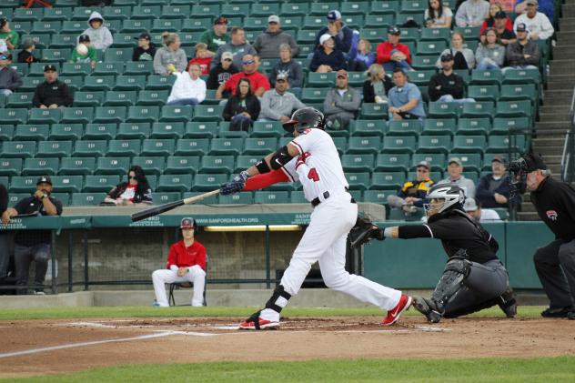 Fargo-Moorhead RedHawks' Leo Pina at bat