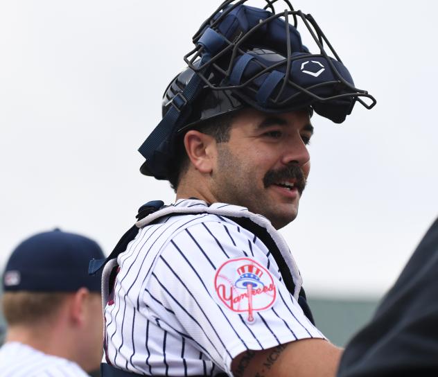 Catcher Austin Wells with the Somerset Patriots