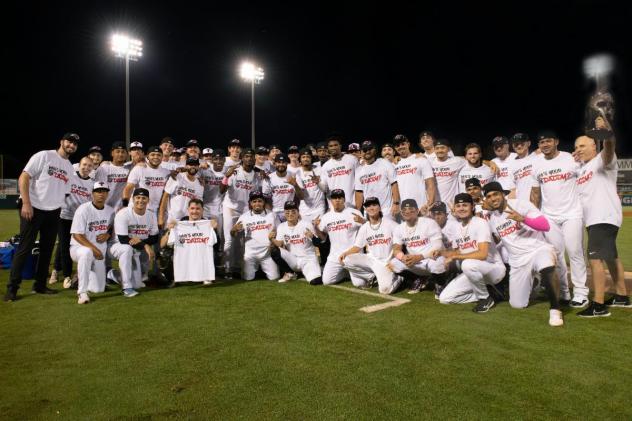 Hickory Crawdads celebrate win