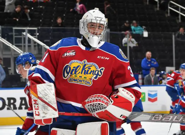 Goaltender Jake Pilon with the Edmonton Oil Kings