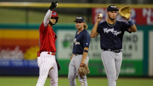 Raylin Heredia of the Clearwater Threshers against the Lakeland Flying Tigers
