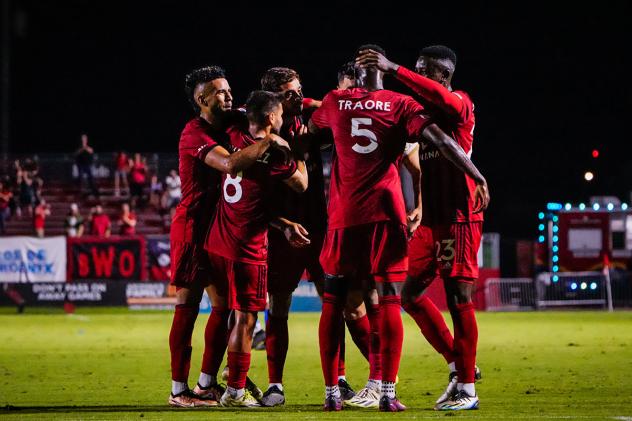 Phoenix Rising FC celebrates a goal
