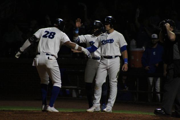 Evansville Otters' Jomar Reyes celebrates win