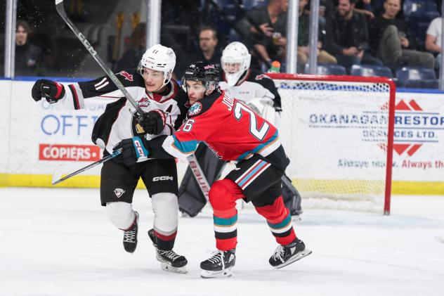 Kelowna Rockets and Vancouver Giants on the ice
