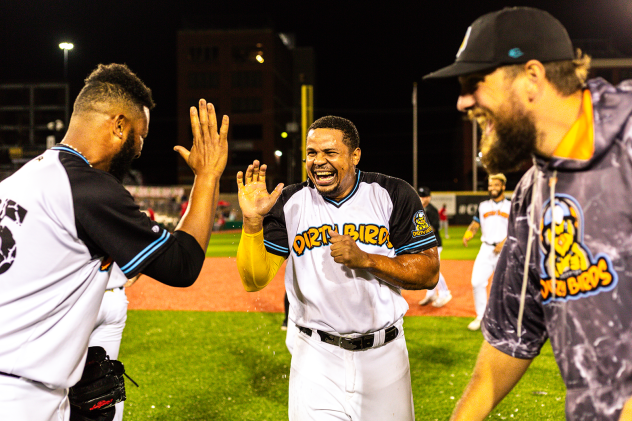 Charleston Dirty Birds exchange high fives