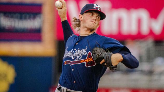 Mississippi Braves' Hurston Waldrep on the mound