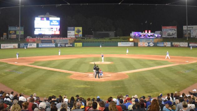 Jersey Shore BlueClaws fans watch the action at ShoreTown Ballpark