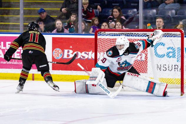 Kelowna Rockets' Jari Kykkanen in action