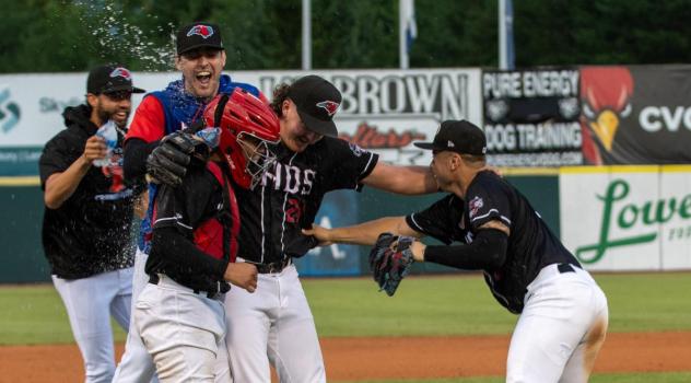 Hickory Crawdads celebrate