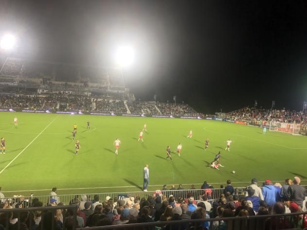 A record crowd watches the North Carolina Courage at WakeMed Soccer Park