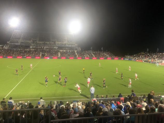 A record crowd watches the North Carolina Courage at WakeMed Soccer Park