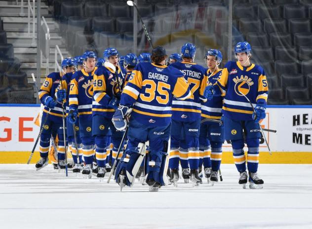 Saskatoon Blades celebrate win