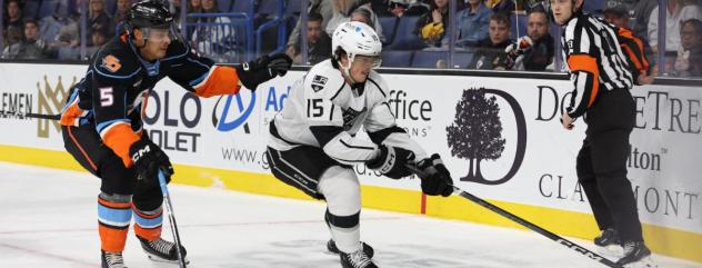 San Diego Gulls' Tyson Hinds and Ontario Reign's Tyson Hinds in action