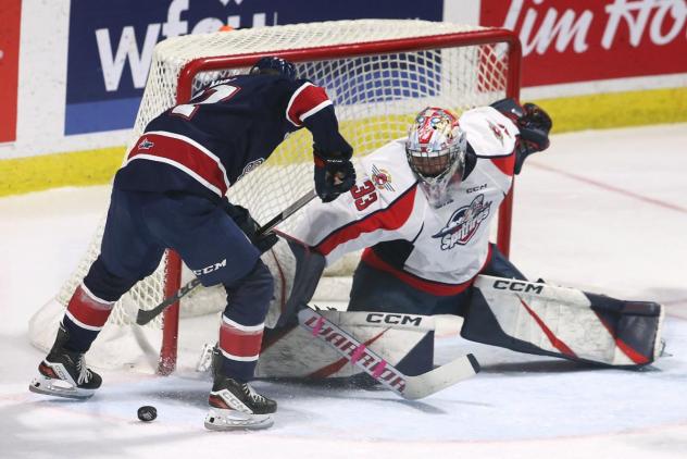 Saginaw Spirit try to score against the Windsor Spitfires