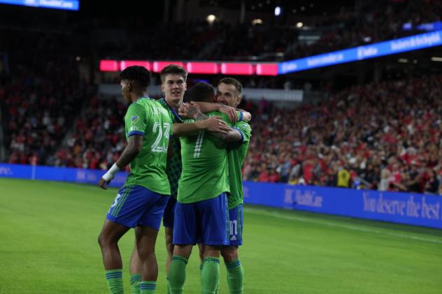 Seattle Sounders FC celebrate win