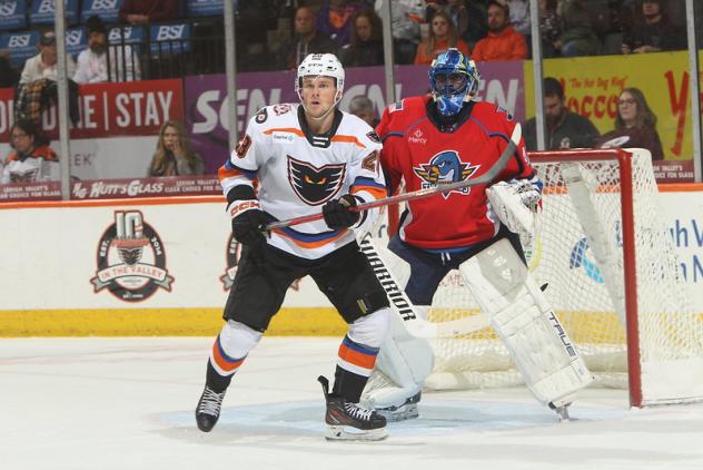 Lehigh Valley Phantoms right wing Olle Lycksell vs. the Springfield Thunderbirds