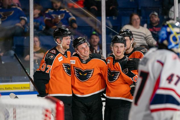 Lehigh Valley Phantoms celebrate a goal