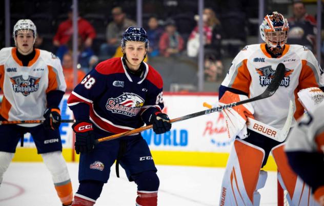 Saginaw Spirit centre Ethan Hay vs. the Flint Firebirds