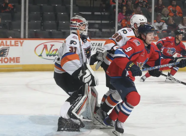 Goaltender Parker Gahagen with the Lehigh Valley Phantoms