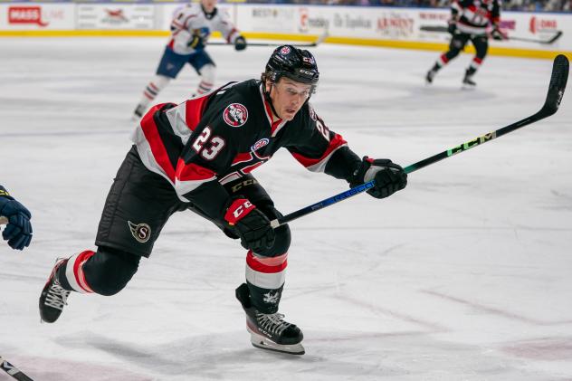 Belleville Senators' Cole Reinhardt in action