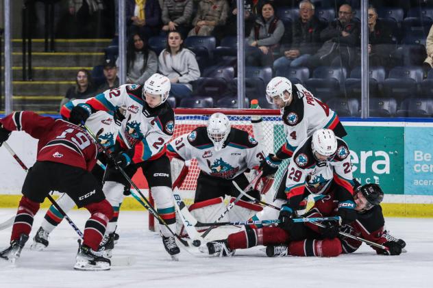 Kelowna Rockets battle the Red Deer Rebels