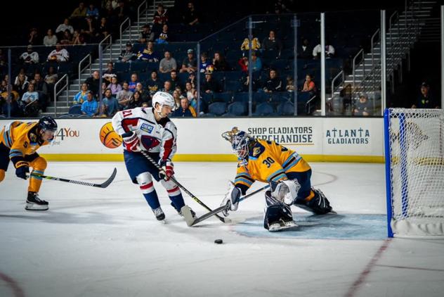 South Carolina Stingrays forward Patrick Harper looks for an opening