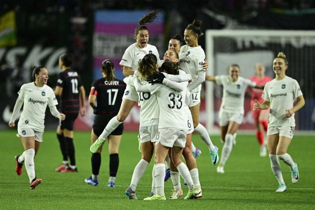 NJ/NY Gotham FC reacts after Katie Stengel's overtime goal