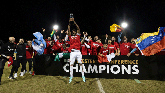 Phoenix Rising FC celebrates the Western Conference championship