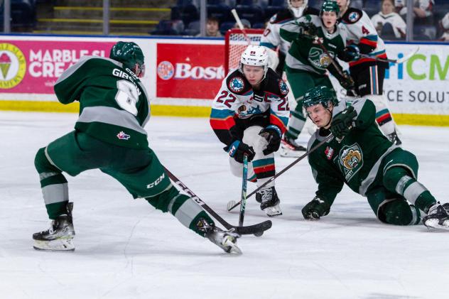 Kelowna Rockets battle the Everett Silvertips