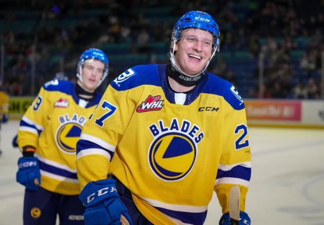 Saskatoon Blades' Easton Armstrong on game night