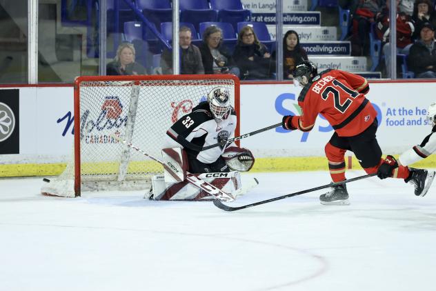 Vancouver Giants' Brett Mirwald versus Prince George Cougars' Ondrej Becher