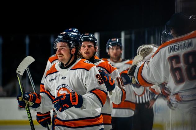 Greenville Swamp Rabbits' Brannon McManus celebrates win