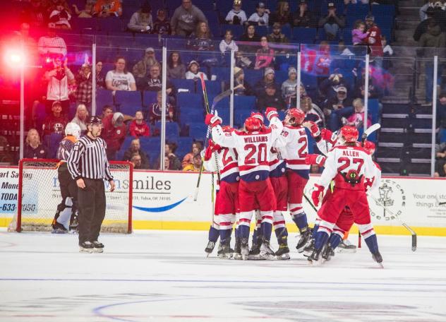 Allen Americans celebrate a game-winning goal
