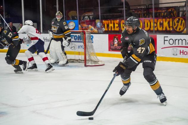 Defenceman Kayden Sadhra-Kang with the Brandon Wheat Kings