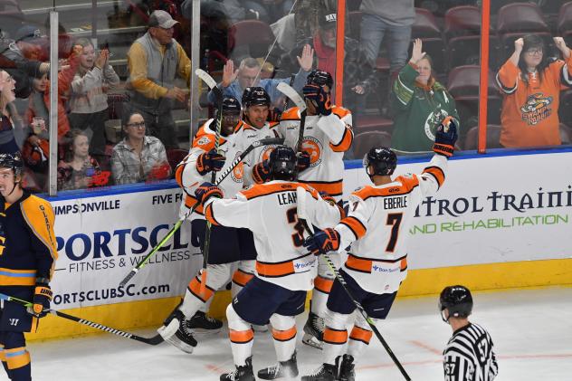 Greenville Swamp Rabbits celebrate win