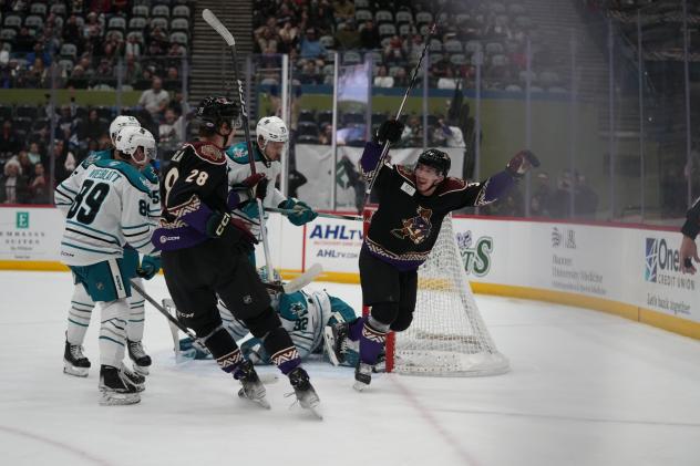 Tucson Roadrunners' Cameron Hebig and Curtis Douglas on game night
