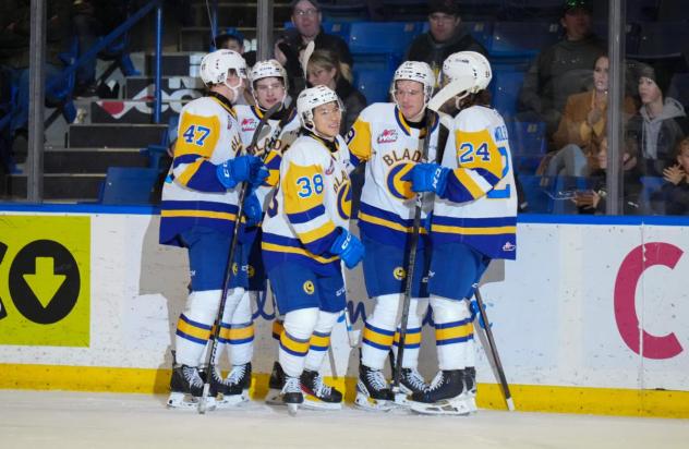 Saskatoon Blades celebrate win